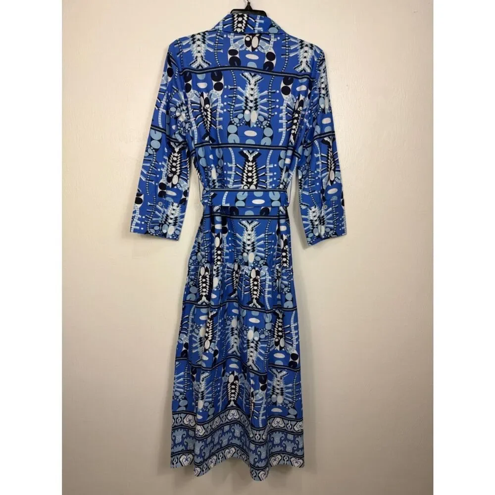 Jude Connally Sutton Stretch Shirt Dress Belted Midi Cotton Stretch Size L NWT - Picture 5 of 9